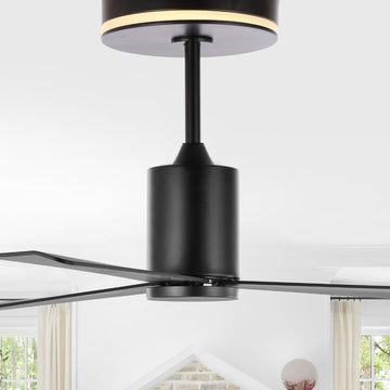 Levi 52" 1-Light Contemporary Minimalist 6-Speed Iron Height Adjustable Integrated LED Ceiling Fan with Remote - JONATHAN Y